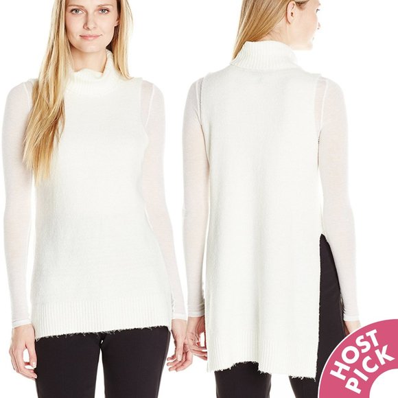 Allison Brittney Sweaters - Cream High-Low Sleeveless Turtleneck Sweater NWOT